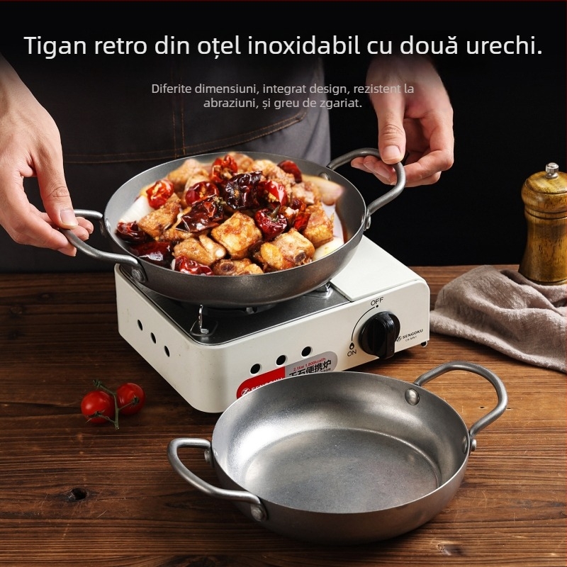 Tigaie Chef meis, oțel inoxidabil 304, fund de trei straturi, antiaderent, compatibil cu inducția, adâncime 4,5 cm