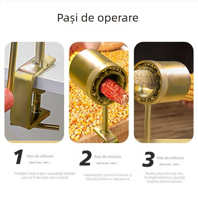 Dreamer Mașină manuală de decojit porumb — construcție din fier, model compact pentru uz casnic, posibilitatea imprimării logo-ului