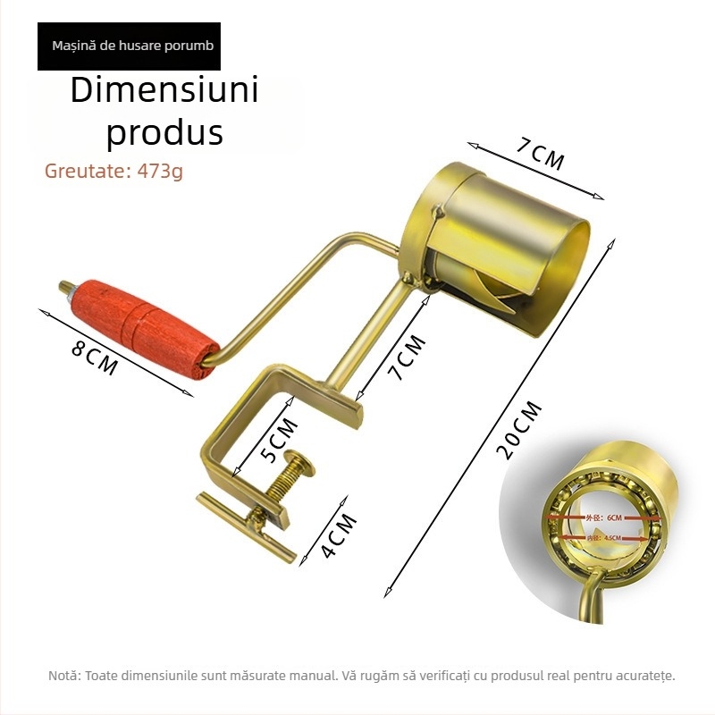 Dreamer Mașină manuală de decojit porumb — construcție din fier, model compact pentru uz casnic, posibilitatea imprimării logo-ului