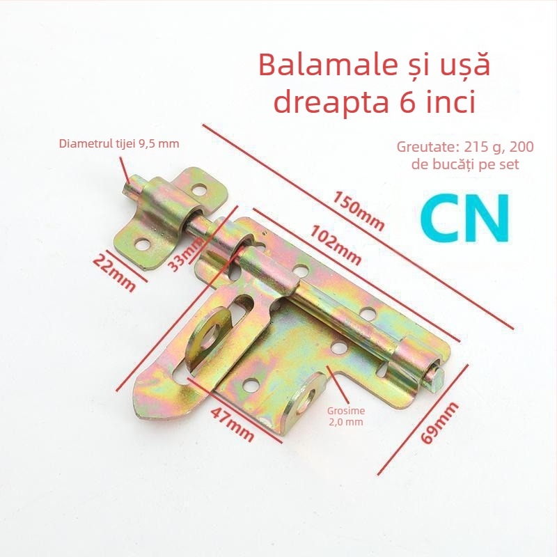 Zăvor pentru uși, dublu sens, din oțel Q235, finisaj galvanizat, stil modern minimalist