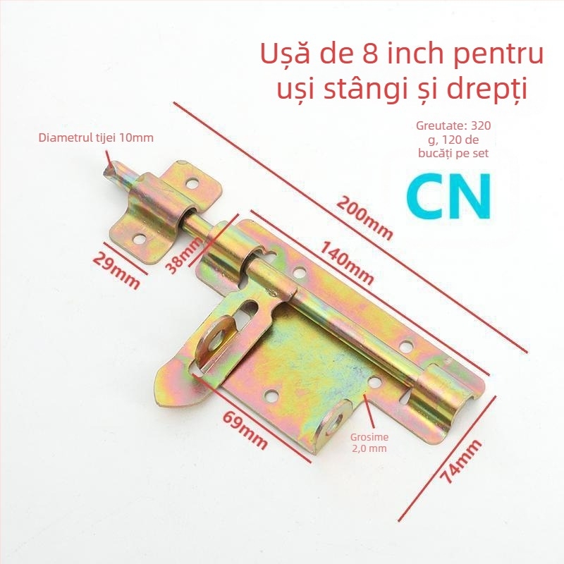 Zăvor pentru uși, dublu sens, din oțel Q235, finisaj galvanizat, stil modern minimalist