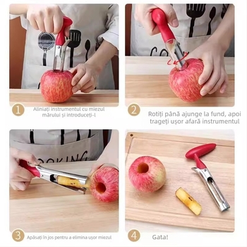 Oțel inoxidabil: unealtă pentru scoaterea miezului fructelor — pentru mere, pere și Snow Pear; design modern minimalist