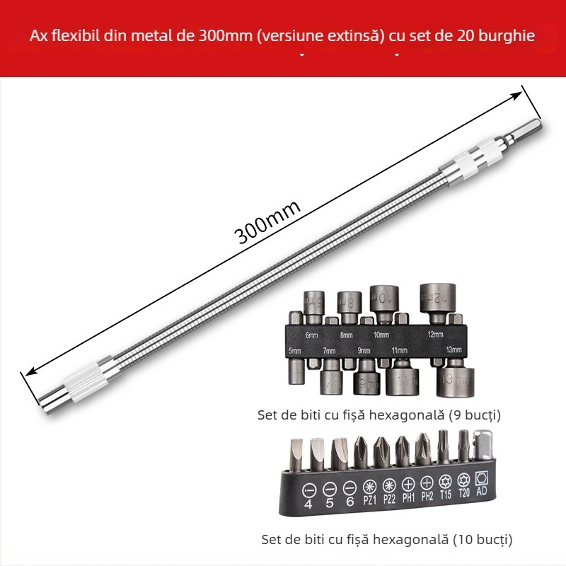 Lichang ax flexibil universal cu articulație rotativă, pentru șurubelniță electrică și bormașină, din aliaj
