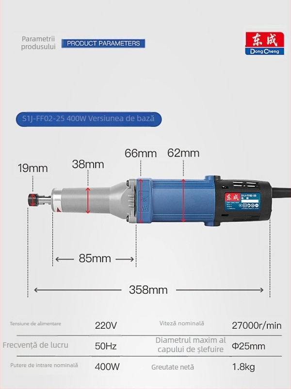 Dongcheng mașină electrică de gravură și șlefuire cu mâner – puternică, pentru gravură și șlefuire, finisare a găurilor interne (Sursă de alimentare: priză; Tensiune: 5)