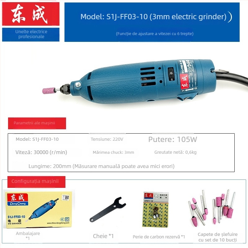 Dongcheng mașină electrică de gravură și șlefuire cu mâner – puternică, pentru gravură și șlefuire, finisare a găurilor interne (Sursă de alimentare: priză; Tensiune: 5)