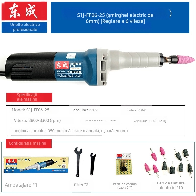 Dongcheng mașină electrică de gravură și șlefuire cu mâner – puternică, pentru gravură și șlefuire, finisare a găurilor interne (Sursă de alimentare: priză; Tensiune: 5)