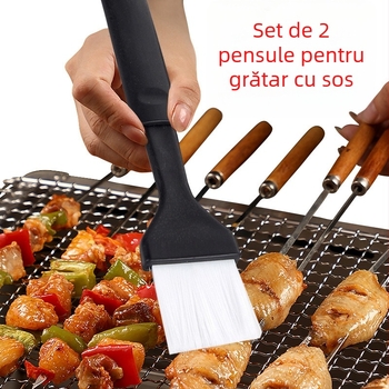Set de perii pentru grătar cu peri PP și mâner din silicon (peri PP; mâner silicon; perie pentru grătar)