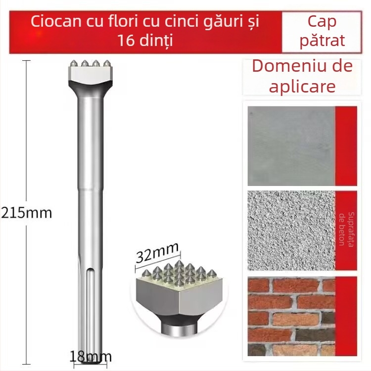 Hengyao Tools Capă dalta pentru ciocan electric, cu mâner hexagonal pătrat, aliaj integrat pentru beton