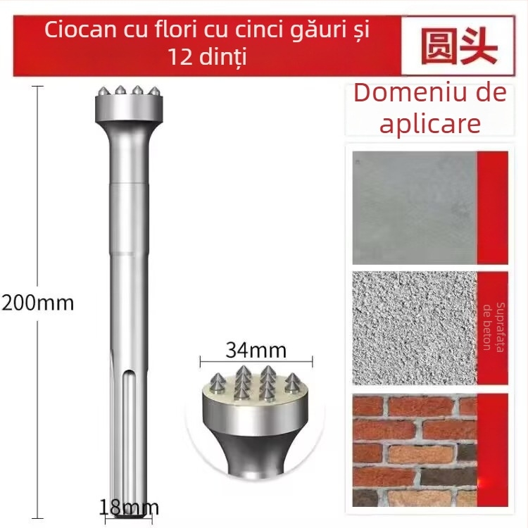 Hengyao Tools Capă dalta pentru ciocan electric, cu mâner hexagonal pătrat, aliaj integrat pentru beton