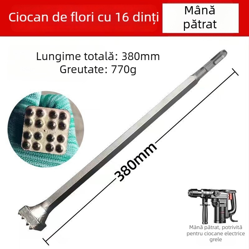 Hengyao Tools Capă dalta pentru ciocan electric, cu mâner hexagonal pătrat, aliaj integrat pentru beton