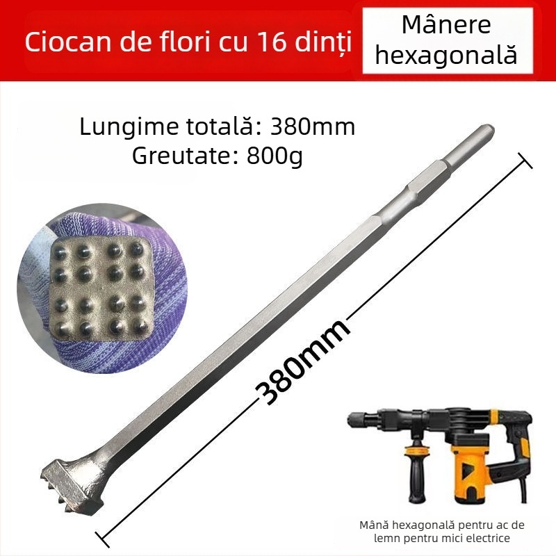 Hengyao Tools Capă dalta pentru ciocan electric, cu mâner hexagonal pătrat, aliaj integrat pentru beton