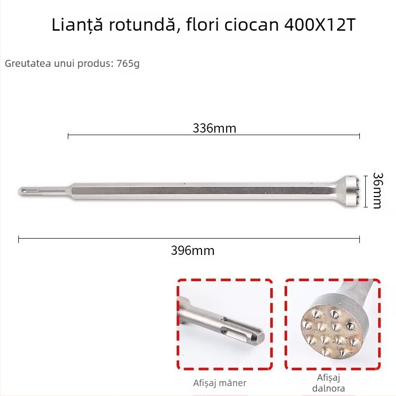 Hengyao Tools Capă dalta pentru ciocan electric, cu mâner hexagonal pătrat, aliaj integrat pentru beton