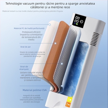 Frigider auto cu semiconductori, capacitate până la 5 L, greutate 1 kg, 12 W, alimentare 5 V, temperatură de lucru 0–18 °C