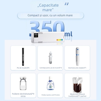 Frigider auto cu semiconductori, capacitate până la 5 L, greutate 1 kg, 12 W, alimentare 5 V, temperatură de lucru 0–18 °C