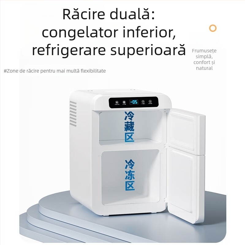 KOQOMA frigider auto cu compresor, 12V/24V universal, capacitate 20L+, 48-75W, răcește până la 0°C