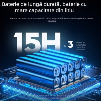 Mini frigider auto pentru insulină, capacitate până la 5 L, 15W, 12V/220V, interval de temperatură 2-18°C