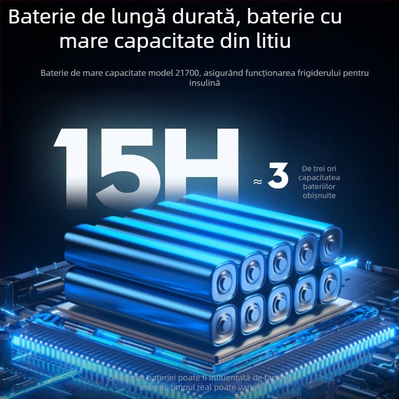 Mini frigider auto pentru insulină, capacitate până la 5 L, 15W, 12V/220V, interval de temperatură 2-18°C