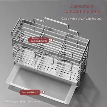 Suport pentru tacâmuri din oțel inoxidabil 304, montat pe perete, organizator de bucătărie, design simplu și modern