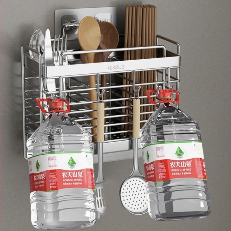 Suport pentru tacâmuri din oțel inoxidabil 304, montat pe perete, organizator de bucătărie, design simplu și modern