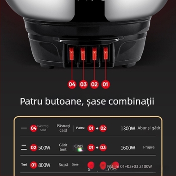 Malata oală electrică încorporată, 1500W+, oțel inoxidabil, 6L+, funcție anti-uscare