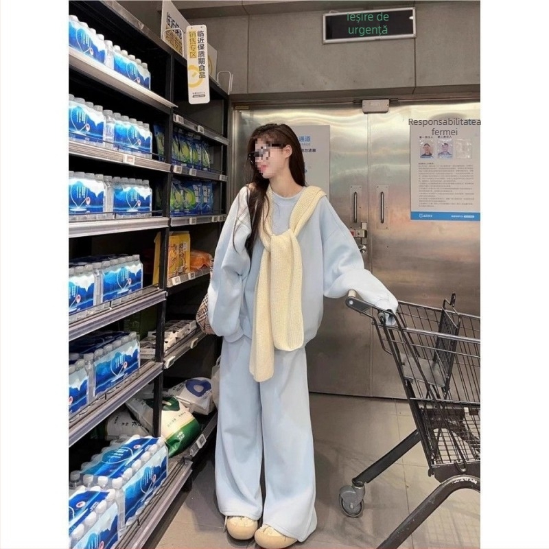 Set pantaloni casual din trei piese pentru femei, mâneci lungi, pantaloni trei sferturi (polyester, iarna 2025)