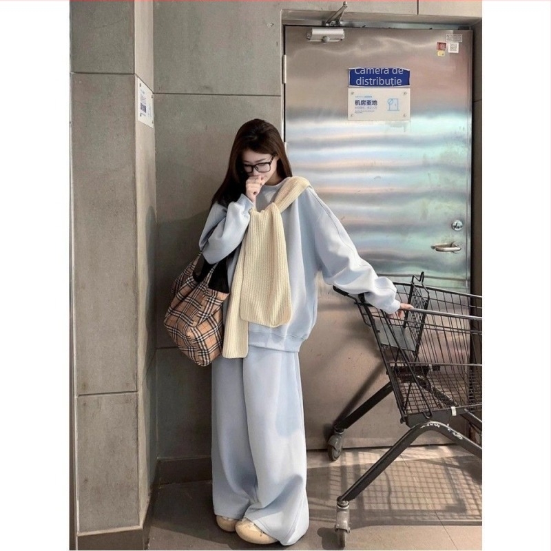 Set pantaloni casual din trei piese pentru femei, mâneci lungi, pantaloni trei sferturi (polyester, iarna 2025)