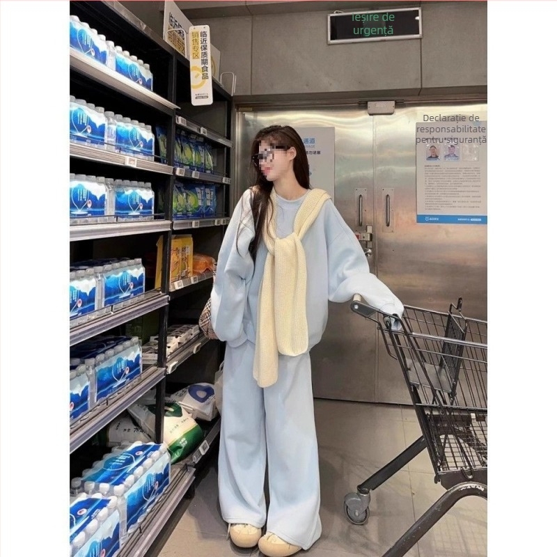 Set pantaloni casual din trei piese pentru femei, mâneci lungi, pantaloni trei sferturi (polyester, iarna 2025)