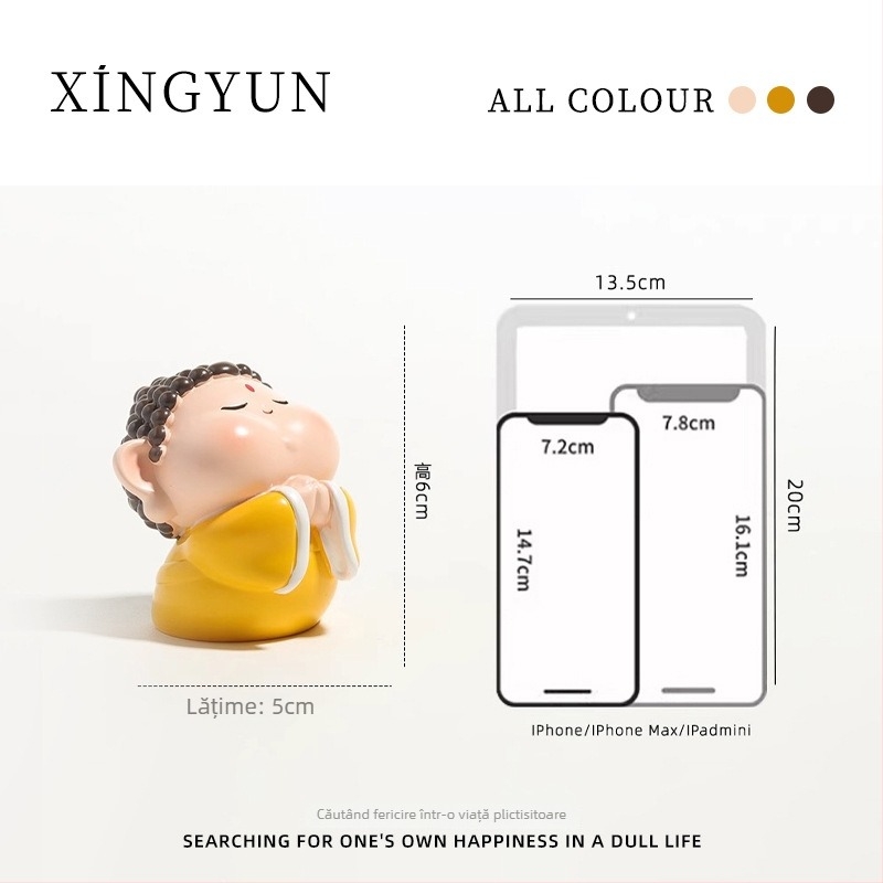 Decor de birou Amitabha Buddha și Zeul Bogăției, rășină, stil drăguț, cadou pentru coleg de clasă la ziua de naștere sau Crăciun