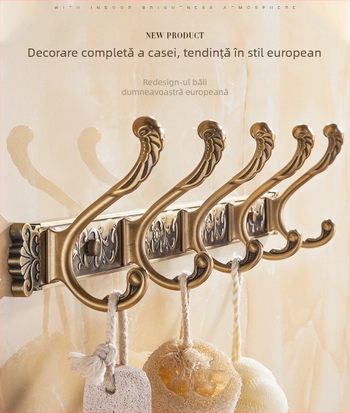 Cuier de perete în stil european antic pentru haine și prosoape (Space Aluminum, finisaj de oxidare, East Flame, Light Luxury)