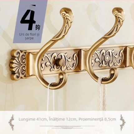 Cuier de perete în stil european antic pentru haine și prosoape (Space Aluminum, finisaj de oxidare, East Flame, Light Luxury)