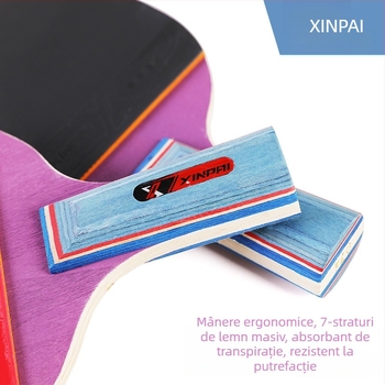 Xinpai rachetă de tenis de masă cu placă de bază din lemn, gumă inversă, priză orizontală, caracteristici standard