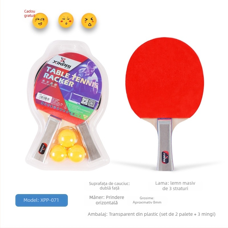 Xinpai rachetă de tenis de masă cu placă de bază din lemn, gumă inversă, priză orizontală, caracteristici standard