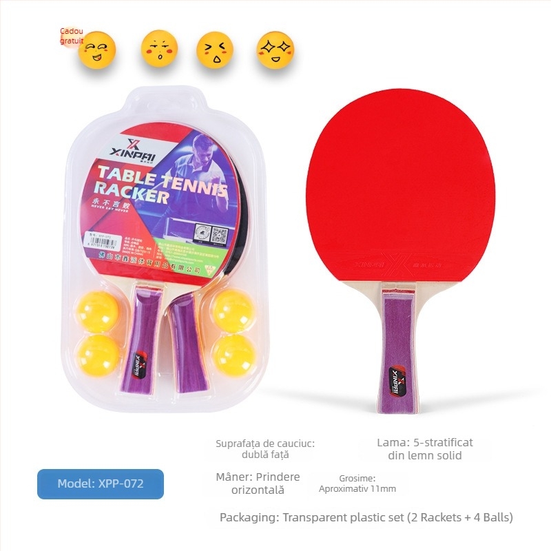 Xinpai rachetă de tenis de masă cu placă de bază din lemn, gumă inversă, priză orizontală, caracteristici standard
