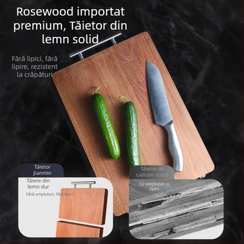 Placă de tăiere din lemn masiv rosewood, dublă față, antibacteriană și rezistentă la mucegai