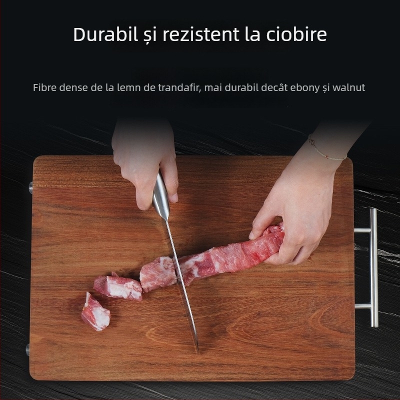 Placă de tăiere din lemn masiv rosewood, dublă față, antibacteriană și rezistentă la mucegai