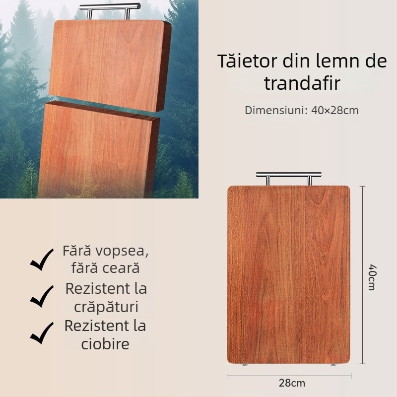 Placă de tăiere din lemn masiv rosewood, dublă față, antibacteriană și rezistentă la mucegai