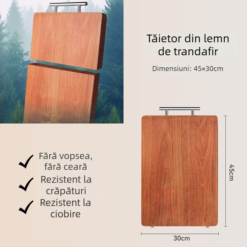 Placă de tăiere din lemn masiv rosewood, dublă față, antibacteriană și rezistentă la mucegai