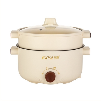 Oală electrică multifuncțională cu vas interior ceramic, capacitate 3-4 L, 801–1000 W, corp din plastic, control prin buton rotativ, protecție împotriva uscării, multi-funcțional: abur, fierbere, sotare, gătire