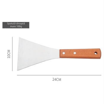 Spatulă de bucătărie cu mâner din lemn și lamă din oțel inoxidabil; antialunecare, rezistentă la temperaturi înalte, protecție împotriva arsurilor; unealtă de bucătărie multifuncțională