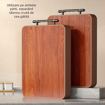 Tocător de bucătărie din lemn de abanos și oțel inoxidabil, cu două fețe, pentru uz casnic