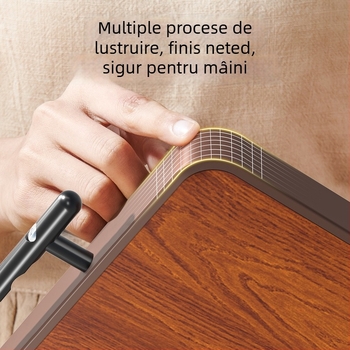 Tocător de bucătărie din lemn de abanos și oțel inoxidabil, cu două fețe, pentru uz casnic