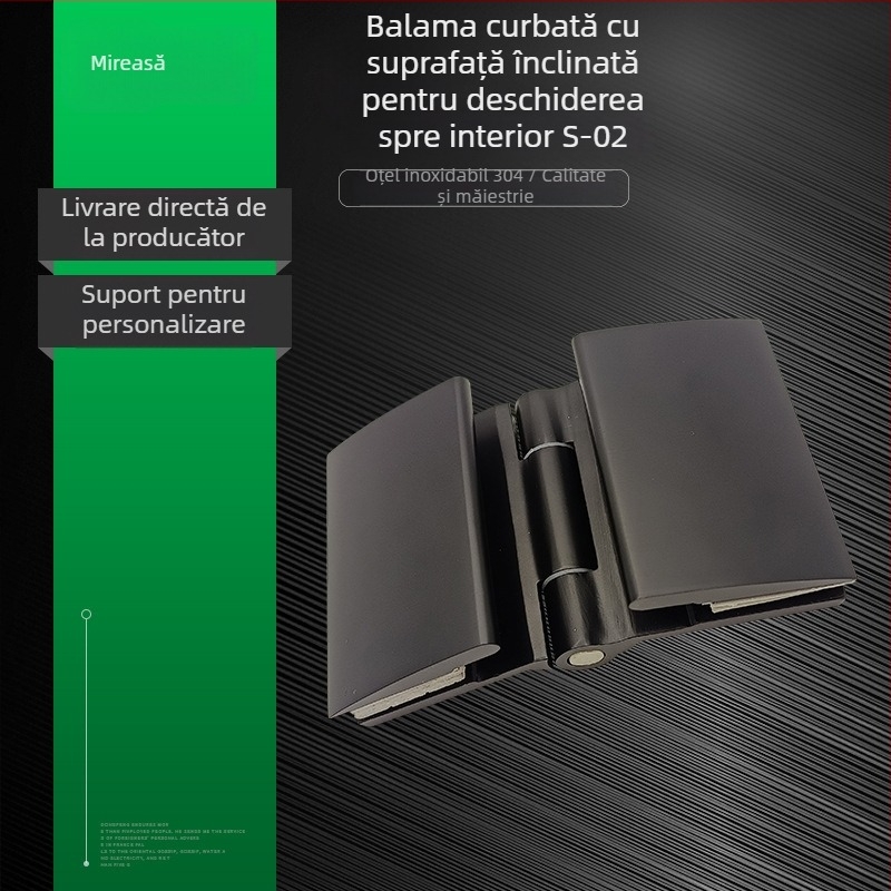 MSD-S108 balama din oțel inoxidabil pentru ușile din sticlă ale băii, deschidere spre interior curbat, 304 oțel inoxidabil, stil modern minimalist