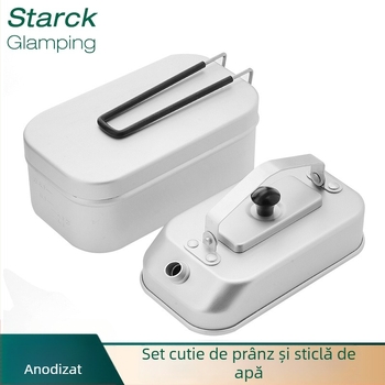 Set ceainic și cutie de prânz - Aluminiu anodizat, HW1041, 258 g, Portabil, Manevrabil, pentru 1–4 persoane