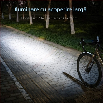 HARONBK Lampa frontală pentru bicicletă cu încărcare solară, horn și claxon, LED puternic pentru ciclism montan noaptea
