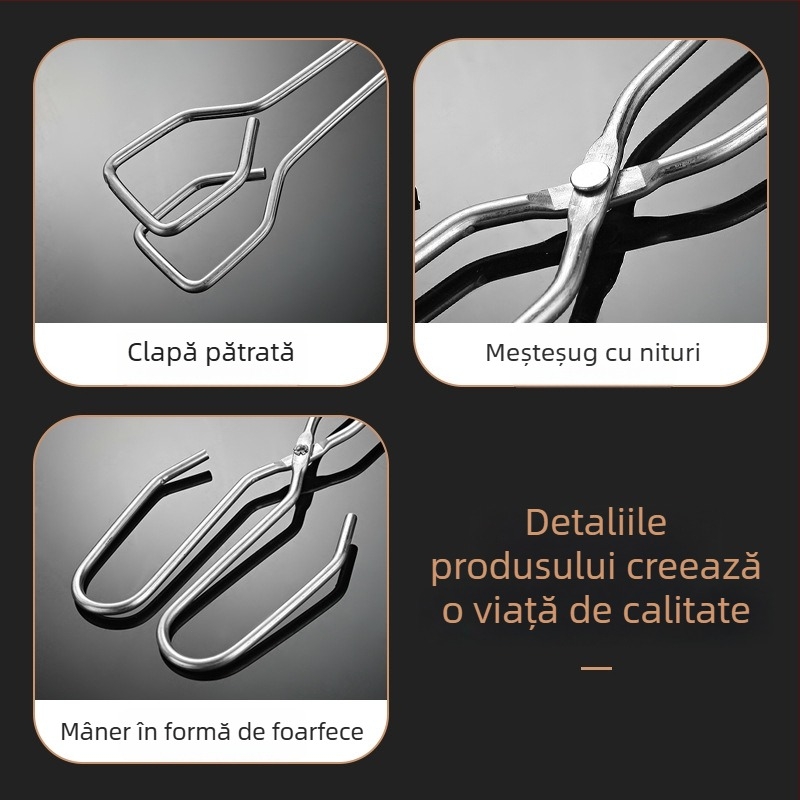 Clește carbon pentru grătar — clește alimentar multifuncțional, brand Jinyou, Material: sârmă din fier galvanizat rezistentă la coroziune, Lansare: Iarna 2025
