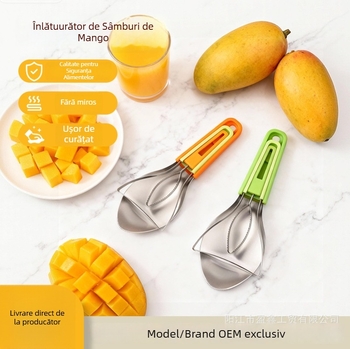 KITMAK Divizor de fructe pentru mango – Lingură de mango și Decupător de sâmburi, materiale PP și oțel inoxidabil, Stil modern minimalist