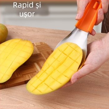 KITMAK Divizor de fructe pentru mango – Lingură de mango și Decupător de sâmburi, materiale PP și oțel inoxidabil, Stil modern minimalist