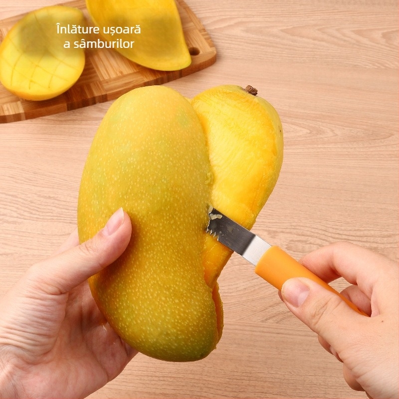 KITMAK Divizor de fructe pentru mango – Lingură de mango și Decupător de sâmburi, materiale PP și oțel inoxidabil, Stil modern minimalist