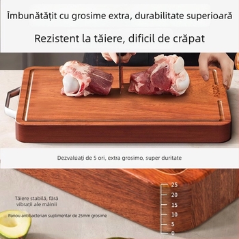 Tocător din lemn de abanos, rezistent la mucegai și antibacterian, lemn de calitate alimentară, reversibil pentru bucătărie