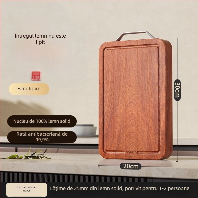 Tocător din lemn de abanos, rezistent la mucegai și antibacterian, lemn de calitate alimentară, reversibil pentru bucătărie